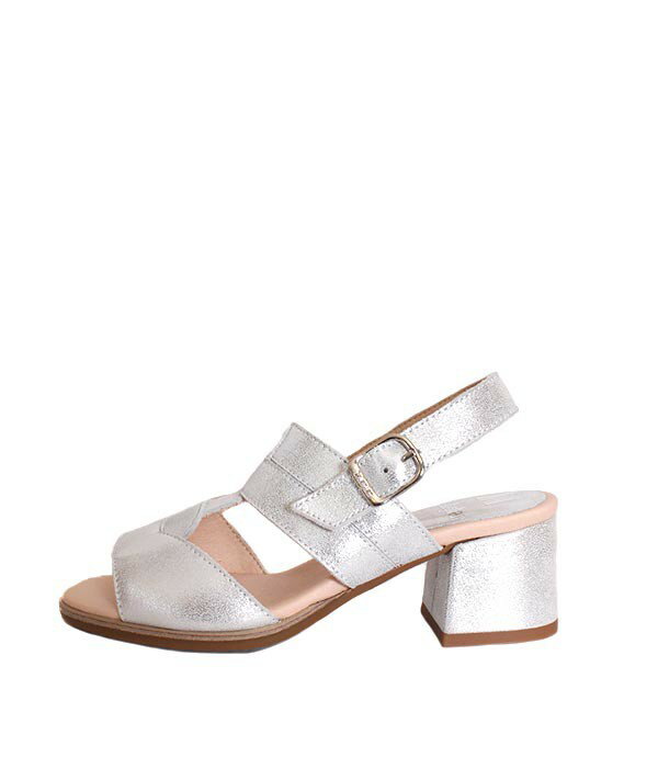 別注モデル　レディース　CallagHanカラハン　29211　シルバー　ヒールサンダル　コンフォートサンダル　メタリックレザー　歩きやすい..