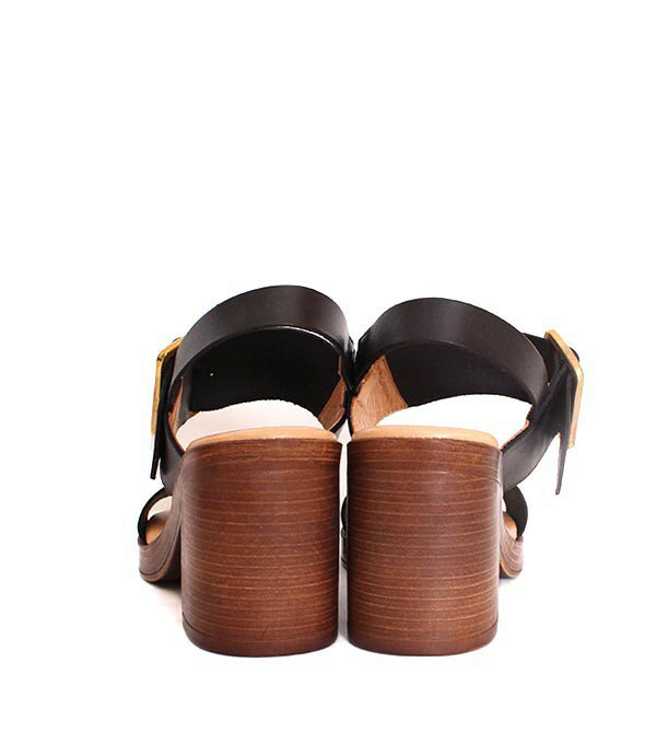 Biancaビアンカ　8116　ヒールサンダル　プラットサンダル　クッションインソール　ブラック　スムースレザー