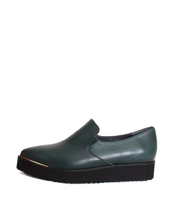 セール/SALE　BONTRE ボントレ 10651 ダークグリーン スリッポン　厚底ソール スムースレザー