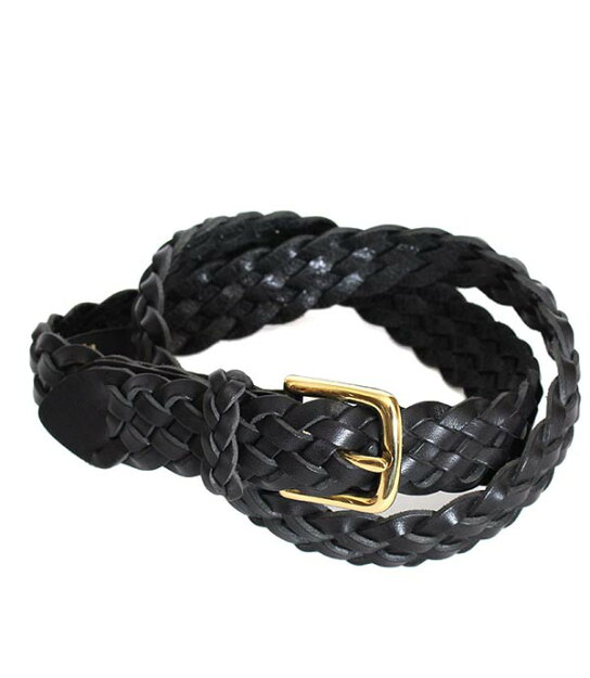 Leather Braided Belt 19698: Black Leather Braided Belt 19698: Black