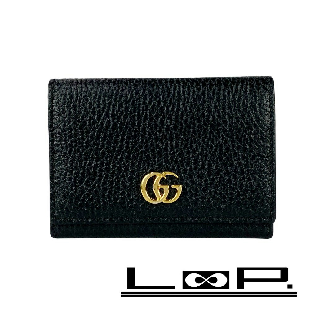 グッチ ■美品■ GGマーモント カードケース 名刺入れ ダブルG レザー ブラック 203887 【469800】7 【中..
