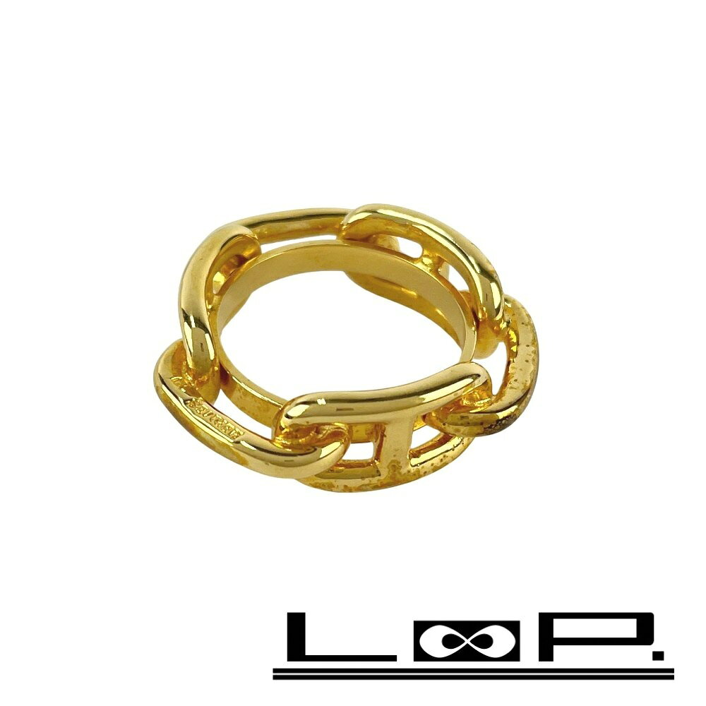 ■美品■ エルメス シェーヌダンクル スカーフ リング アクセサリー GP ゴールド 【477300】11 【中古】