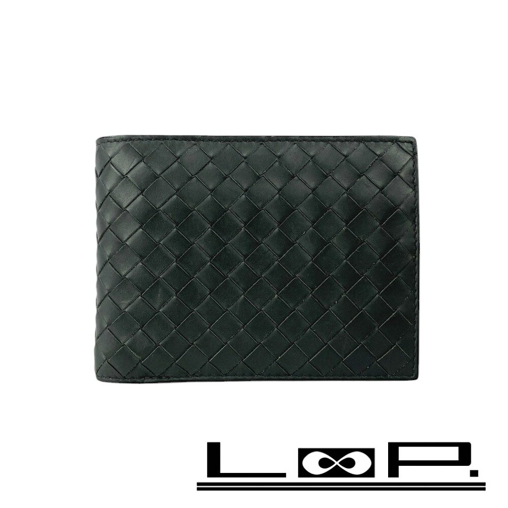 ボッテガヴェネタ ■中古■ 二つ折り財布 財布 イントレチャート レザー ブラック 【318801】8 【中古】