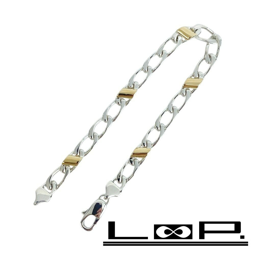 ティファニー ■新同■磨き済■ フラットリンク ブレスレット コンビ シルバー ゴールド SV925 K18 YG750 11.6g 【493003】3 【中古】