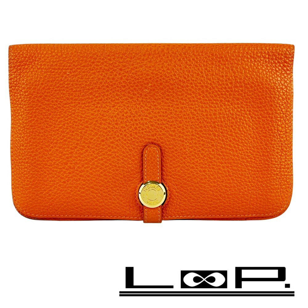 エルメス ドゴン デュオ GM トゴ オレンジ □N刻印 二つ折り長財布 レザー シルバー金具 HERMES（未使用　展示品） HERMES（エルメス） （未使用保管品）エルメス ドゴン GM デュオ 二