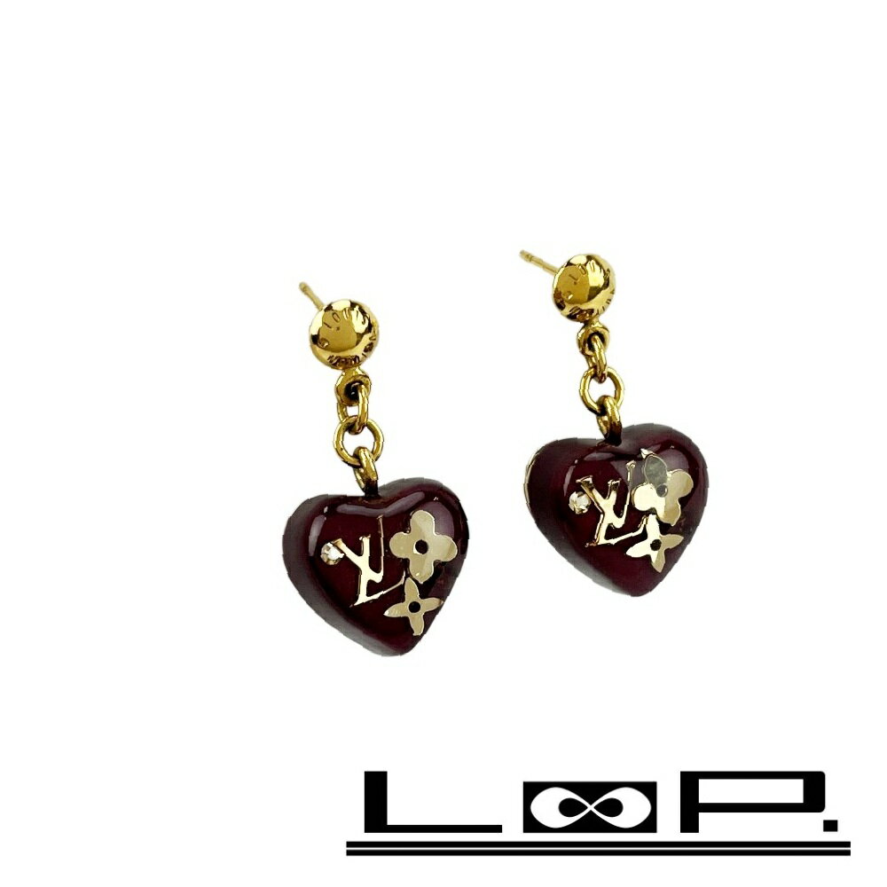 Rakuten - ルイヴィトン ■新同■ ブークルドレイユ クール アンクルージョン ピアス アクセサリー ハート GP ゴールド パープル M66210【621505】5 【中古】