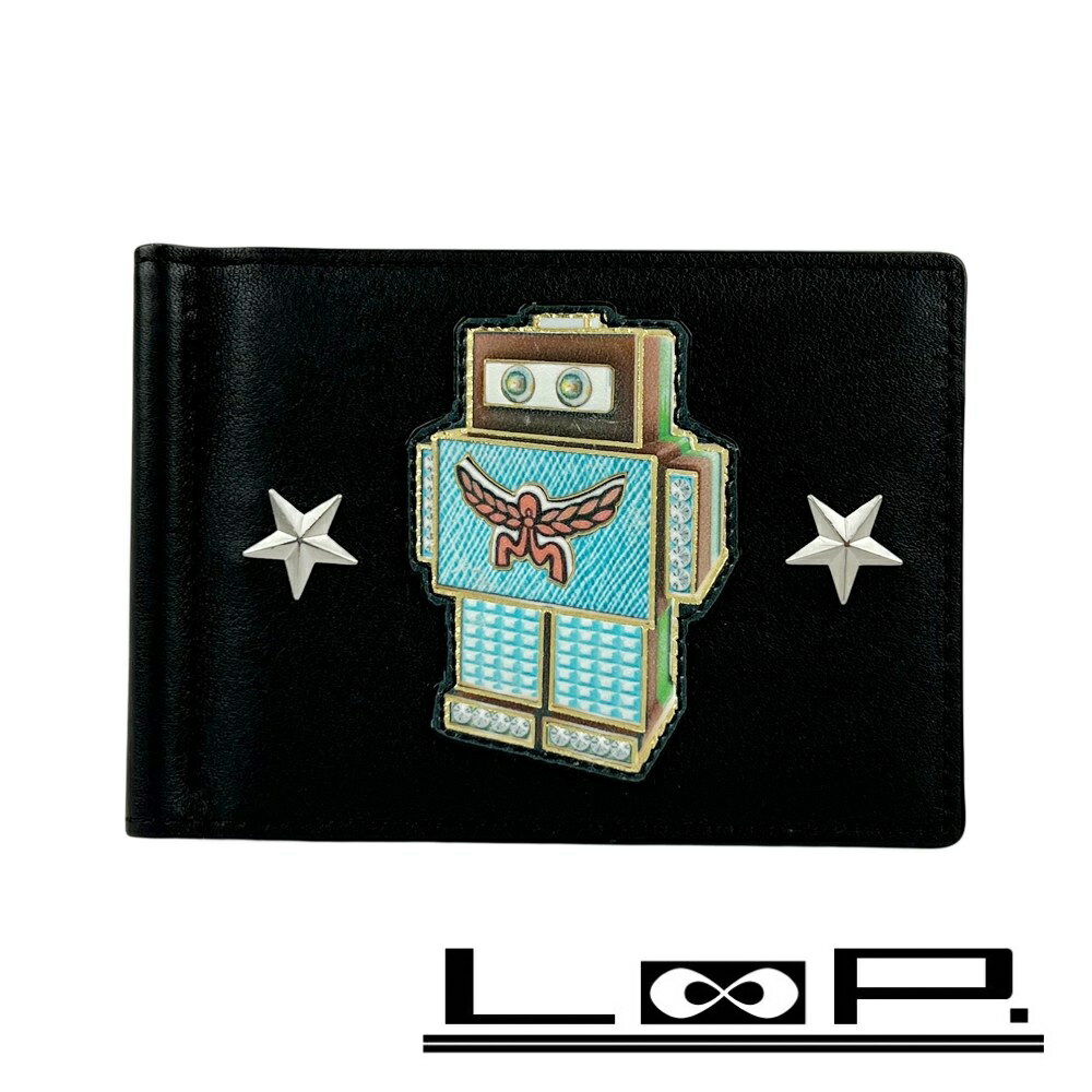 Rakuten - MCM ■美品■ マネークリップ 財布 ロボット レザー スタッズ ブラック 【624308】11 【中古】