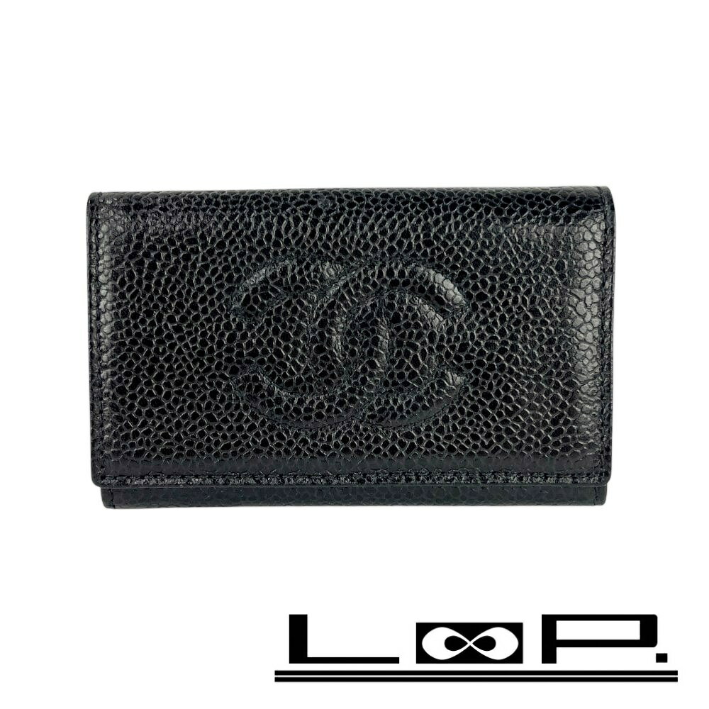 シャネル ■中古■ 6連 キーケース 鍵 ココマーク CC ロゴ キャビアスキン ブラック ゴールド A13502 【580710】7 【中古】