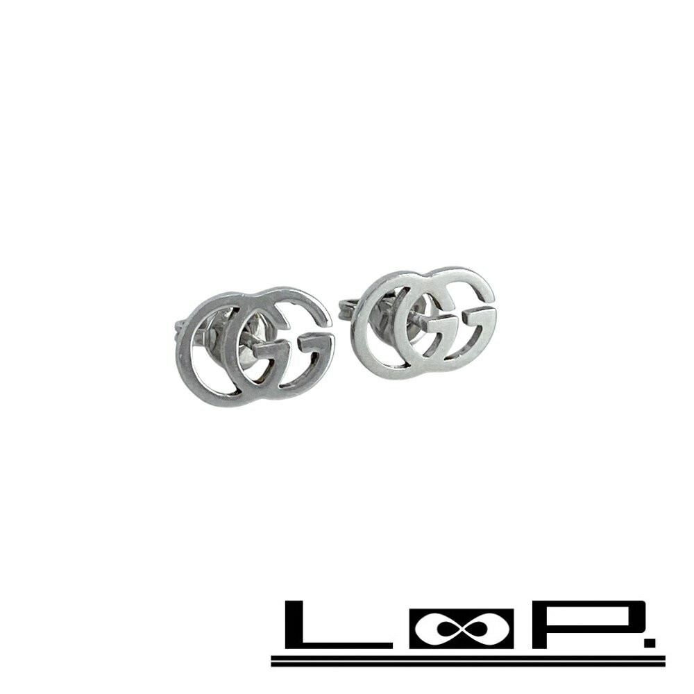 グッチ ■美品■ GGランニング スタッズ ピアス アクセサリー ホワイトゴールド K18 750 WG 1.8g 【599712】12 【中古】