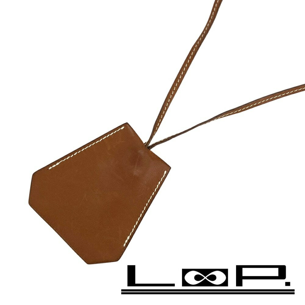 Rakuten - エルメス ■中古■105cm■マルジェラ期■ クロシェット ロング ネックレス キーリング アクセサリー レザー ブラウン □C刻 箱 【646812】1 【中古】
