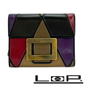 ■美品■ ロジェヴィヴィエ 三つ折り 財布 ウォレット レザー パープル マルチカラー 箱 【412318】3 【中古】