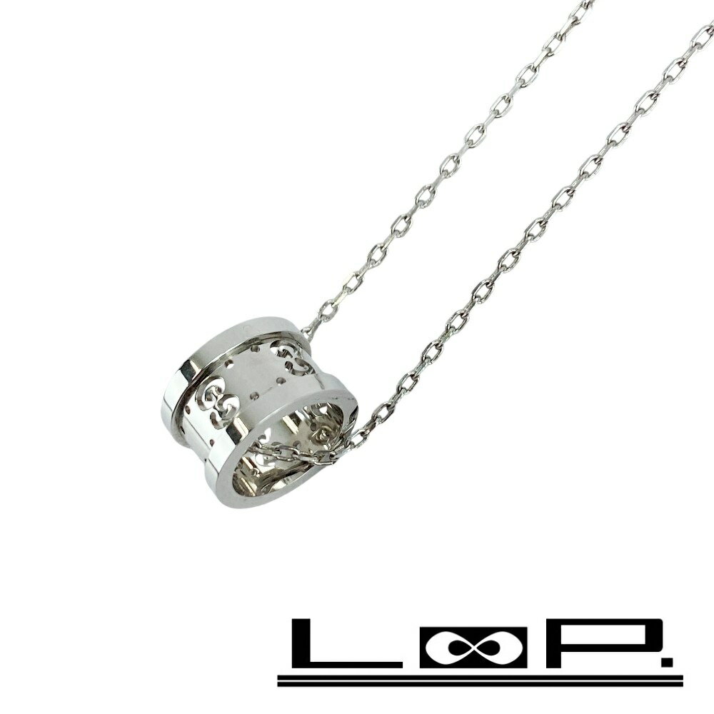 ■新同■　グッチ アイコン ネックレス アクセサリー WG750 K18 ホワイトゴールド 5.6g 箱 【424519】10 【中古】
