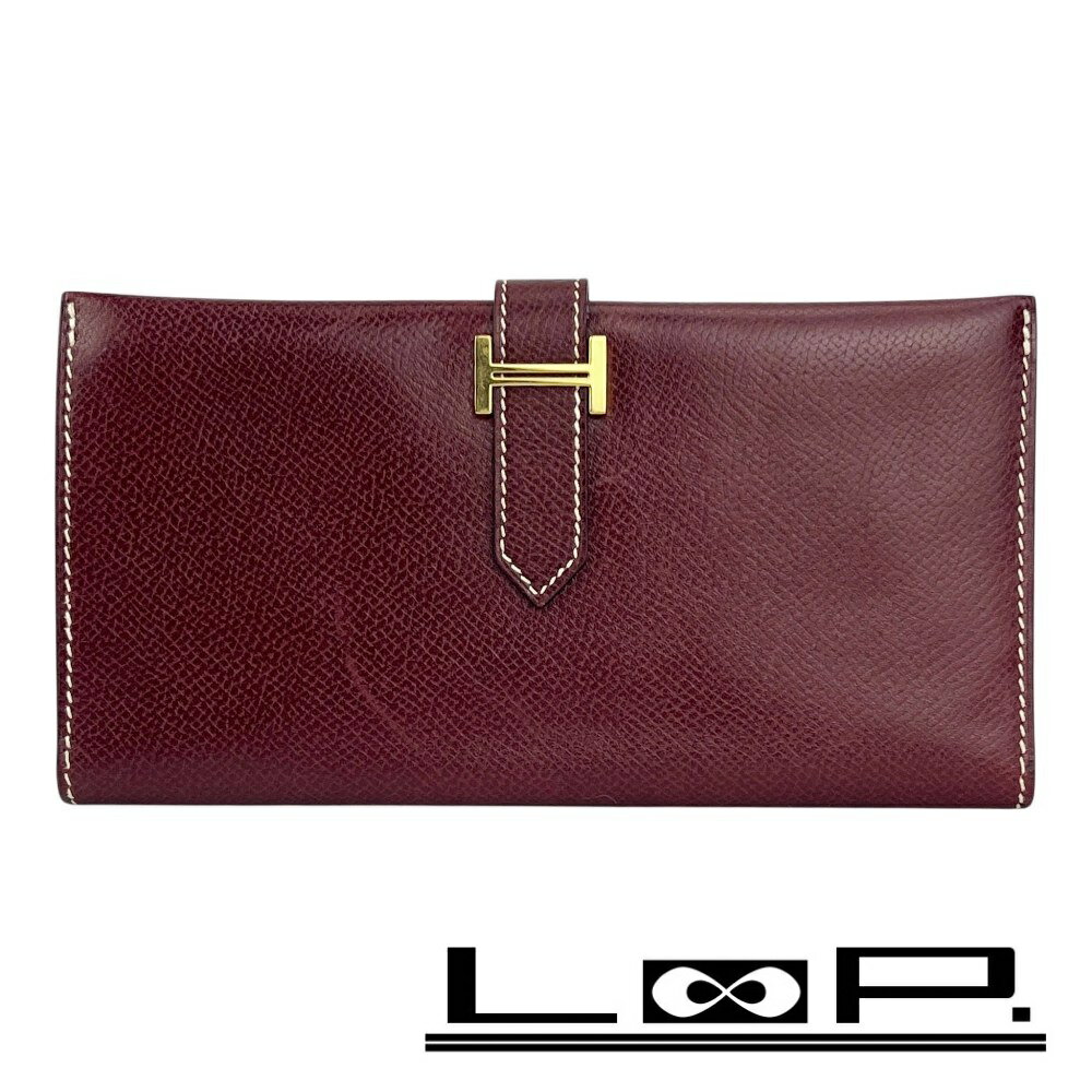 C, G, K - エルメス ■中古■ ベアン 長財布 ウォレット リセ ボルドー 箱 □B刻 【632419】13 【中古】