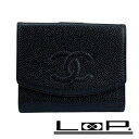 ■中古■ シャネル Wホック 二つ折り 財布 ウォレット キャビアスキン レザー ブラック 6281774 箱 【398223】5 【中古】