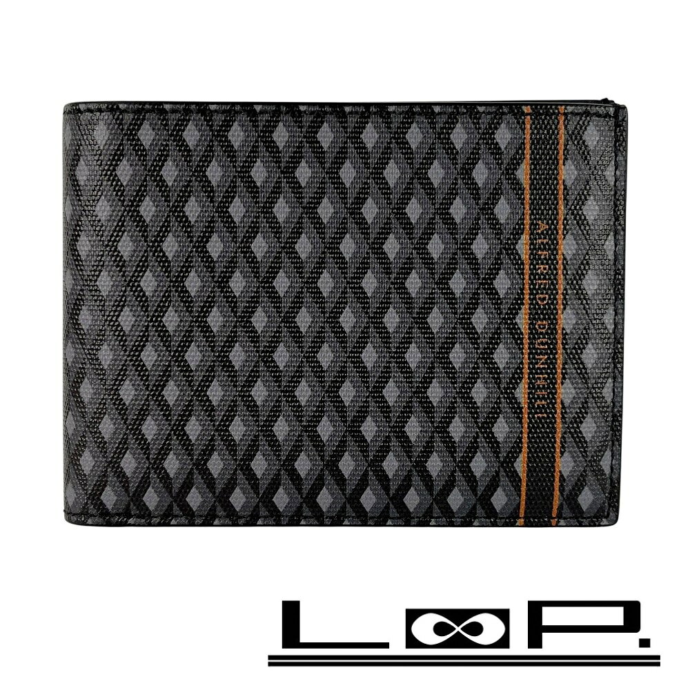 ダンヒル ■新同■ アルフレッド 二つ折り財布 カードケース ウォレット レザー グレー 箱 【557323】12 【中古】