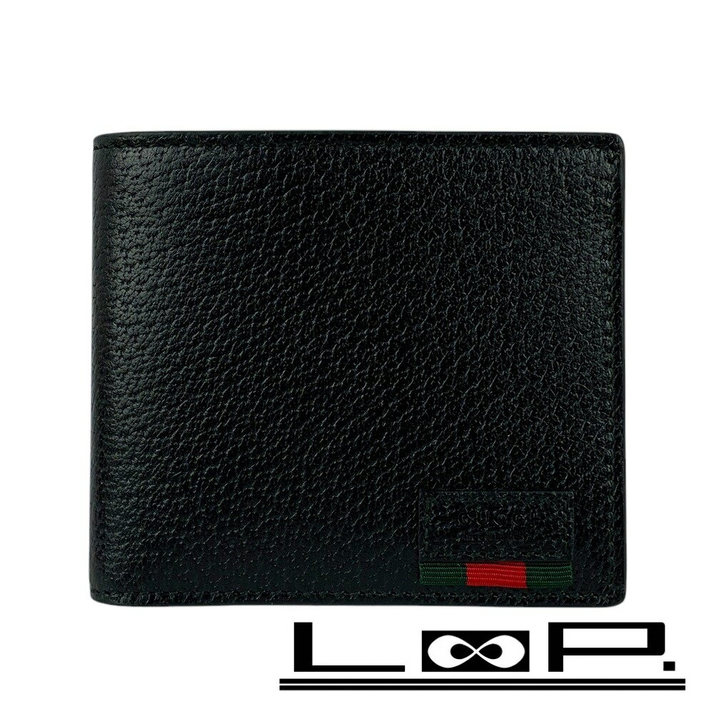 ■未使用■ グッチ シェリー 二つ折り財布 財布 レザー ブラック 箱 【333125】8 【中古】
