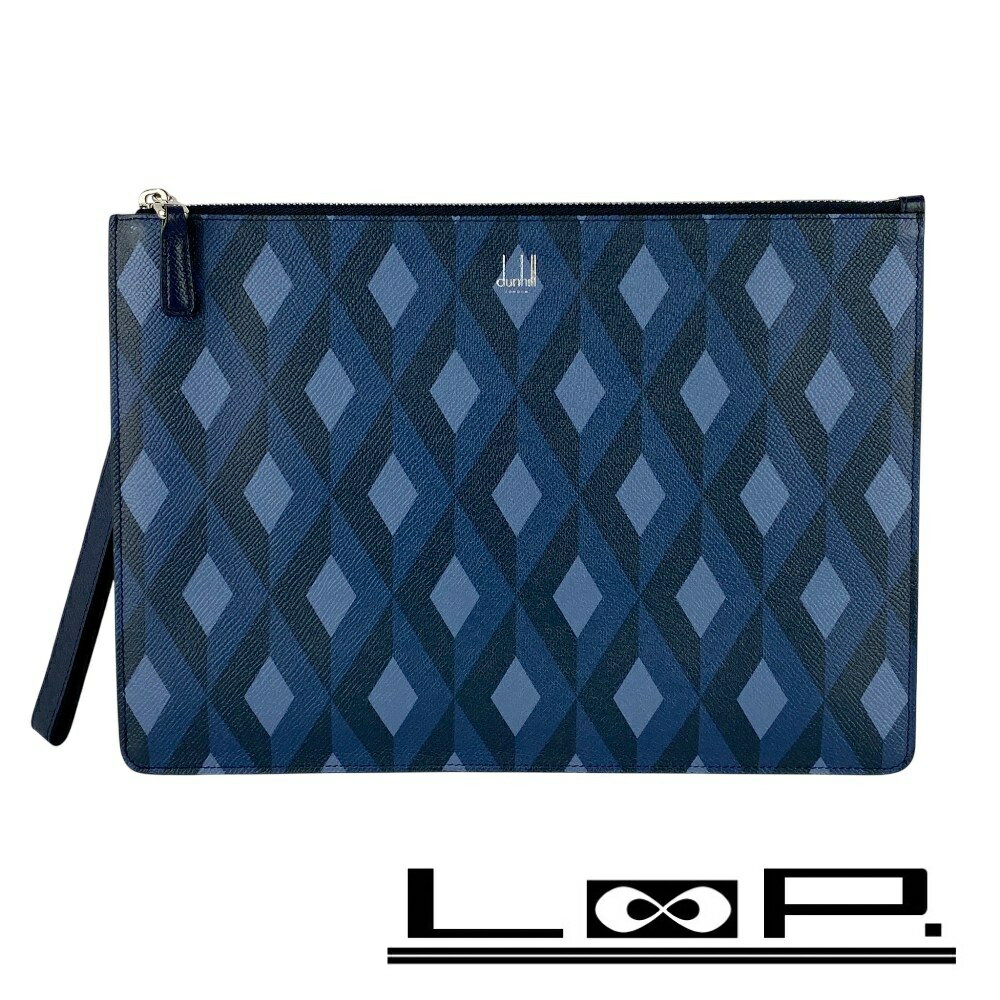 ■美品■　 ダンヒル クラッチバッグ エンジンターン レザー ブルー 【460425】8 【中古】(4)