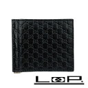 ■新同■ グッチ 2つ折り マネークリップ 札入れ GGマーモント レザー ブラック 【389726】1 【中古】