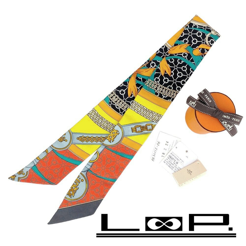 ◆SALE◆　■新同■　エルメス ツイリー スカーフ LA PROMENADE DU MATIN 朝の散歩 マルチカラー シルク 箱 【181627】 【中古】