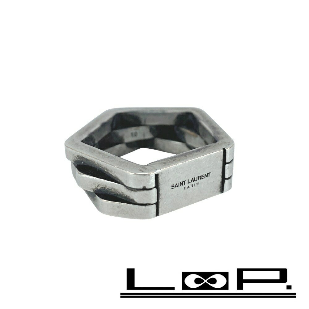 サンローラン ■中古■ リング 指輪 ペンタゴン シルバー 真鍮 709258Y15008142 #10 箱 【512629】7 【中..