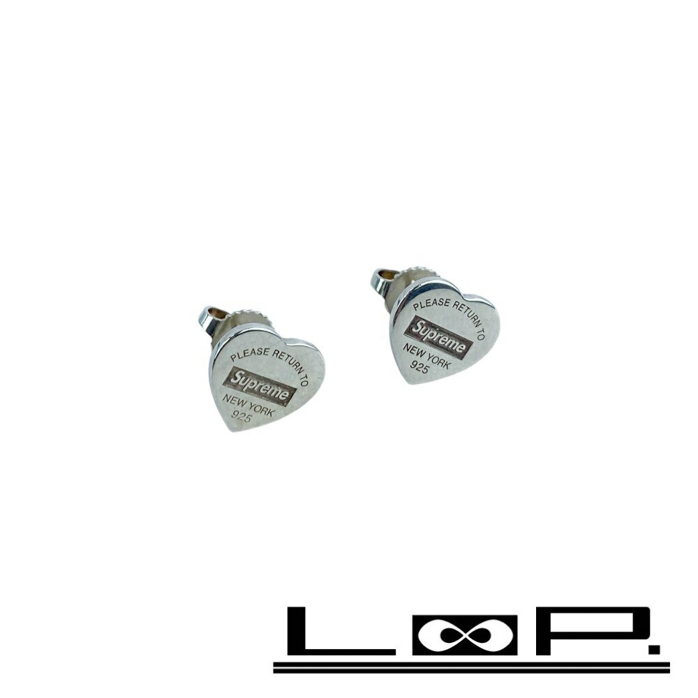 ティファニー ピアス シュプリーム　コラボ 片耳 Supreme Tiffany & Co. Heart Tag Stud Earrings ティファニー