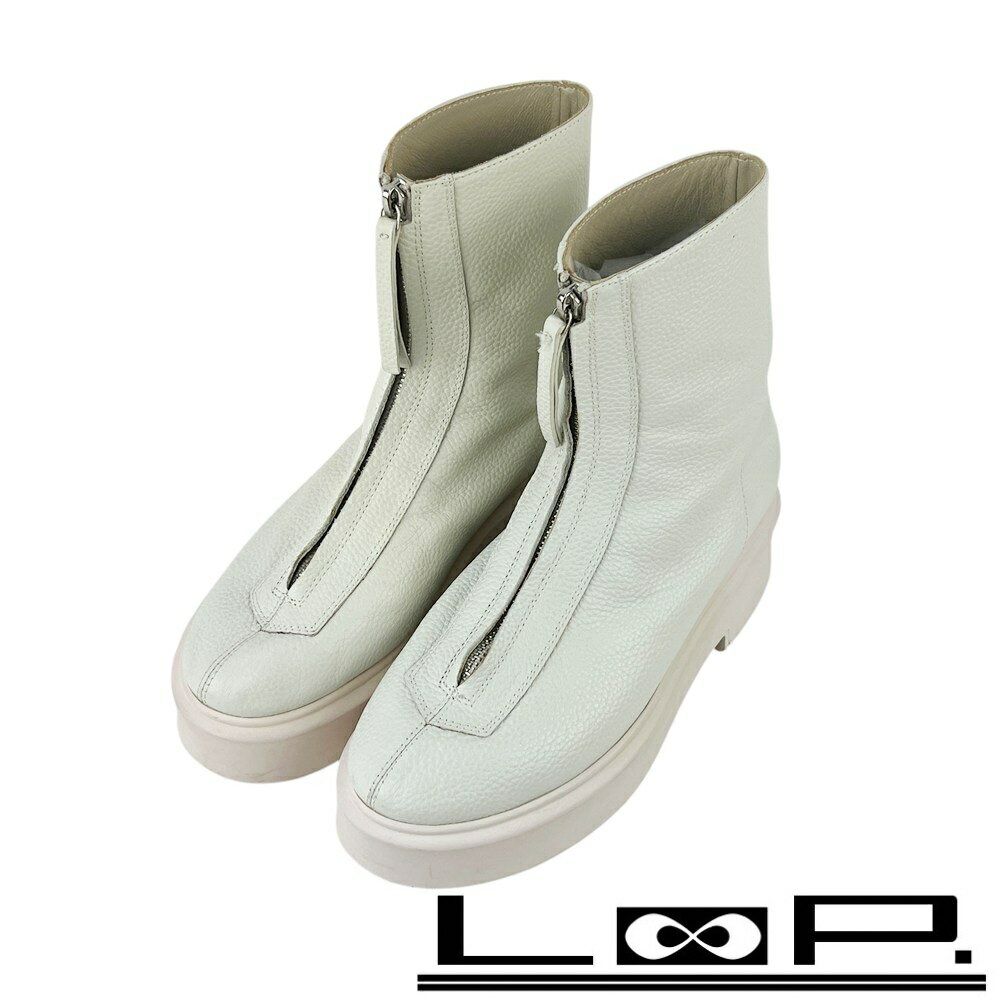 Rakuten - ザロウ ■中古■ ジッパー ショート ブーツ シューズ 靴 ファッション レザー ホワイト #41 【29933】5 【中古】