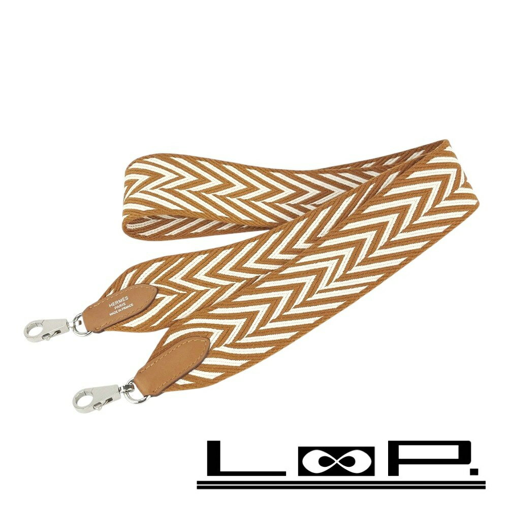 エルメス ■新同■ バンドリエール サングル ジグザグ ショルダー バッグ ストラップ キャンバス ヴォースイフト ブラウン D刻 ...