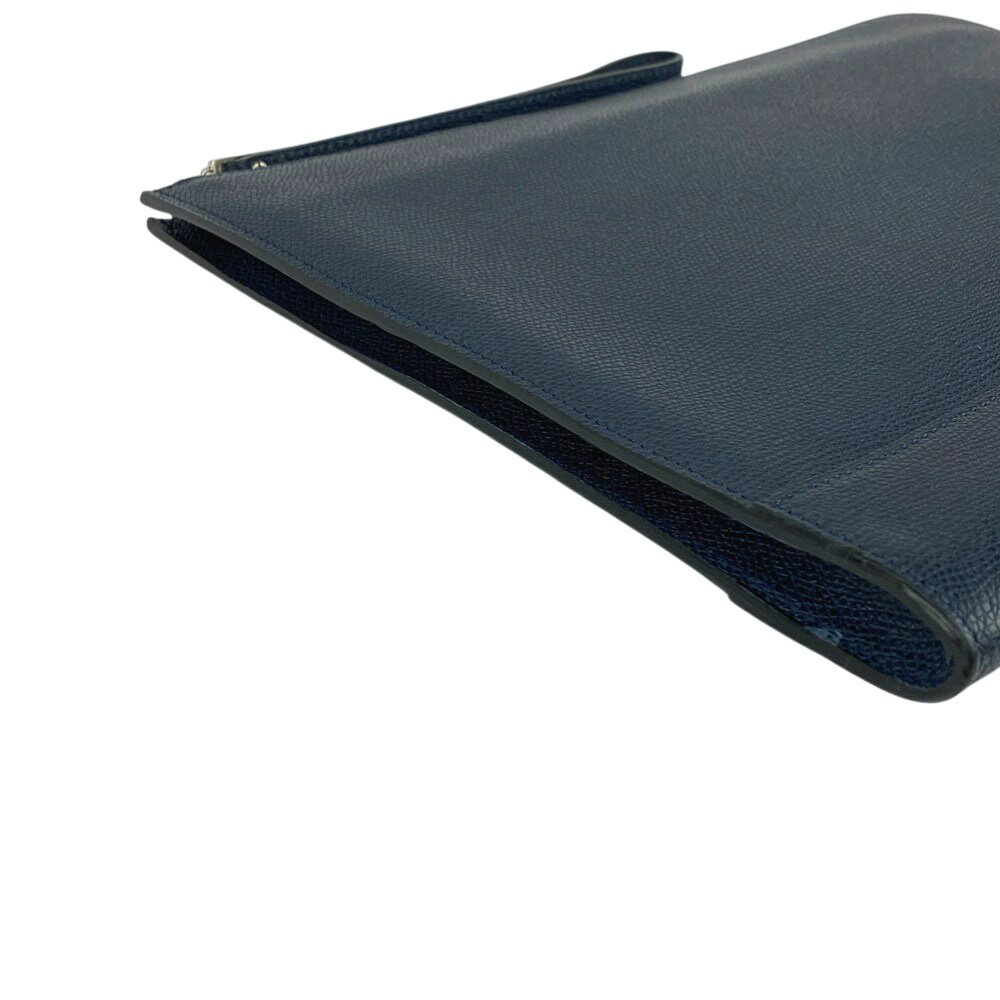 ヴァレクストラ ■美品■ セカンド クラッチ バッグ ドキュメント ケース メンズ ビジネス レザー ネイビー V6A75 箱 【571336】1 【中古】