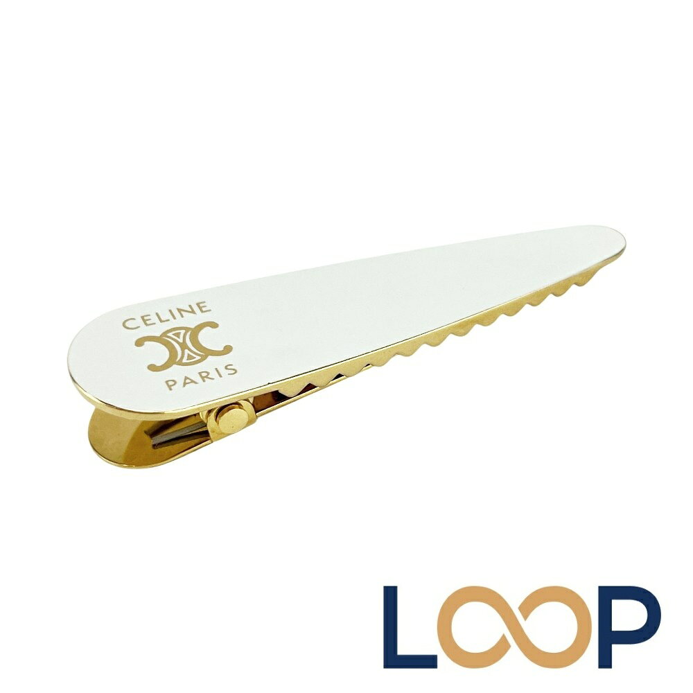 セリーヌ ■未使用■ ヘアクリップ ヘアアクセサリー ホワイト ゴールド 箱【49938】13 【中古】