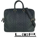 SALE!!!!■新同■ グッチ 2WAY ビジネス バッグ ショルダー グッチシマ ロゴ ブラック レザー 208463 【178146】 【中古】