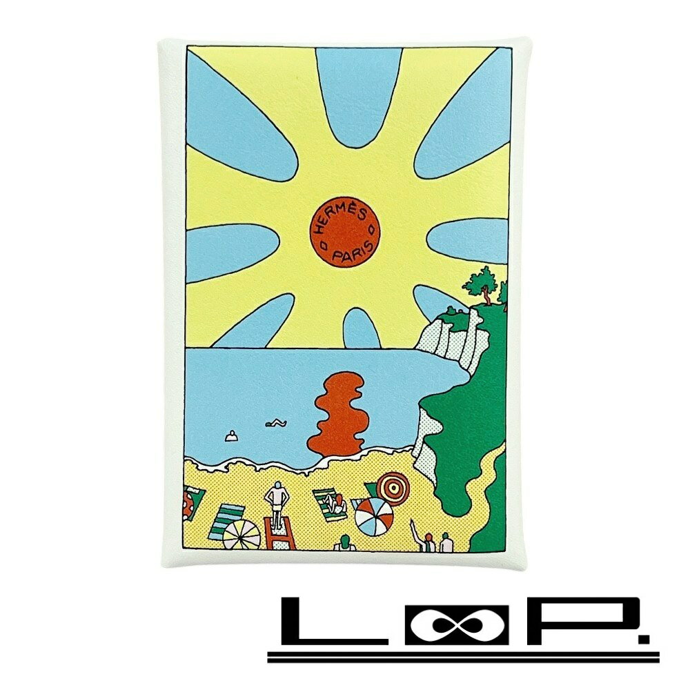 エルメス ■新同■ カルヴィ デュオ カード ホルダー コイン ケース レザー ホワイト B刻 箱 【531750】1 【中古】