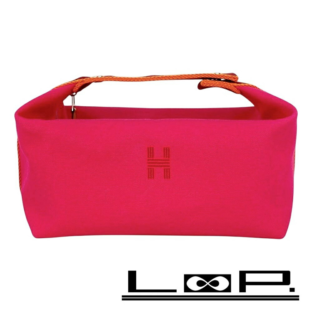 エルメス ■美品■ ブリットアブラックGM ポーチ ハンドバッグ トワル ハイビスカス【510151】13 【中古】