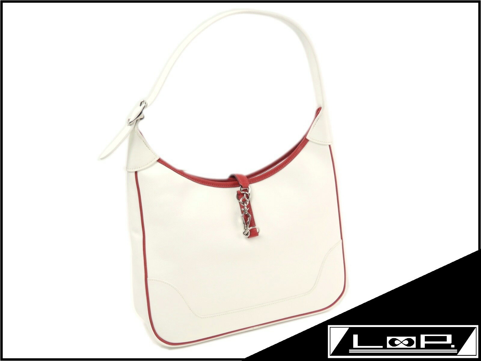 【HERMES】 エルメス トリム 31 ショルダー バッグ エプソン ホワイト ルージュヴィフ レ ...