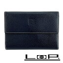 ■中古■ ロエベ 2つ折り 財布 アナグラム レザー ネイビー 【411854】1 【中古】