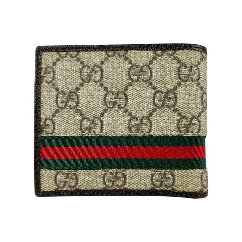 グッチ ■中古■ シェリーライン 二つ折り 財布 ウォレット GGスプリーム ブラウン 1...