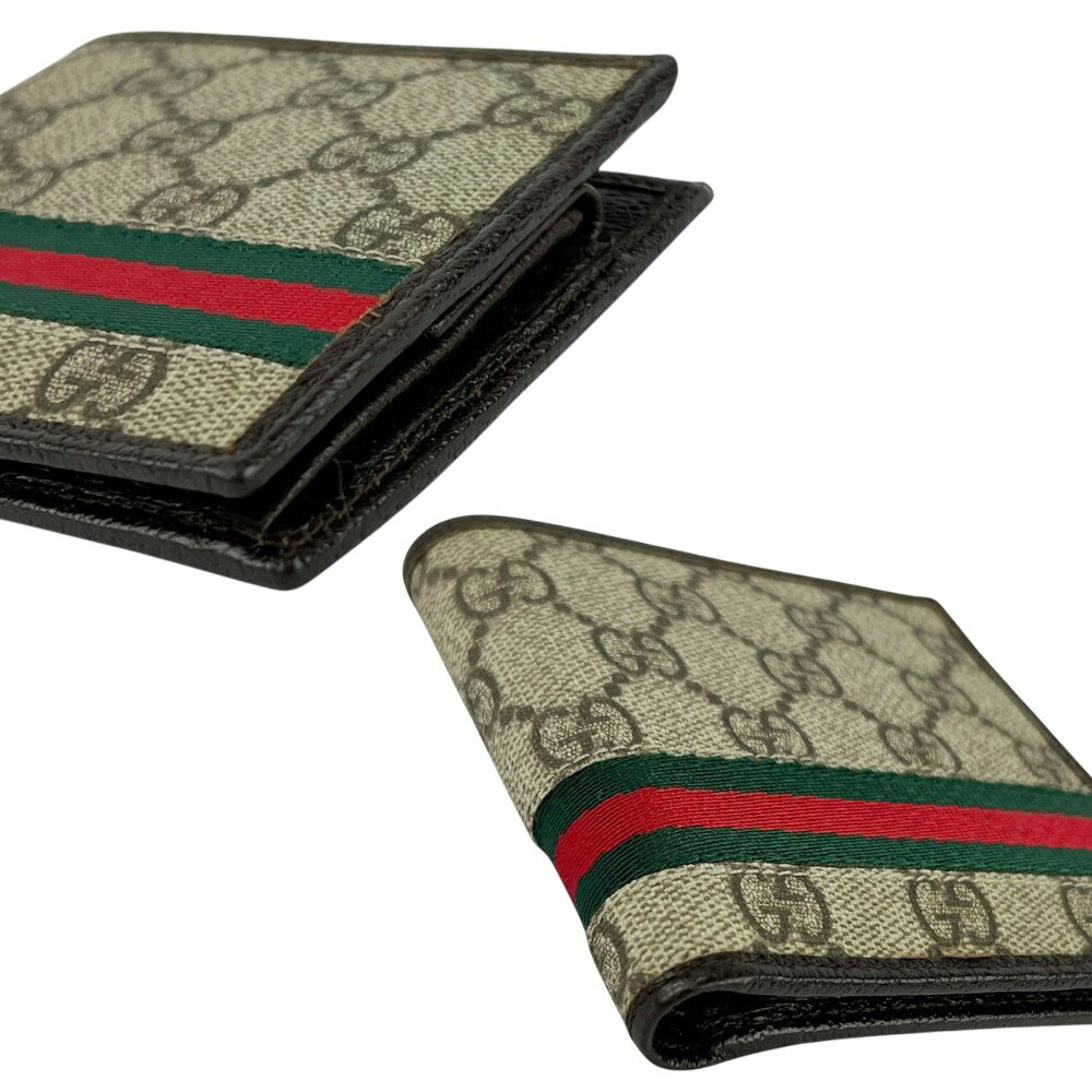 グッチ ■中古■ シェリーライン 二つ折り 財布 ウォレット GGスプリーム ブラウン 1...