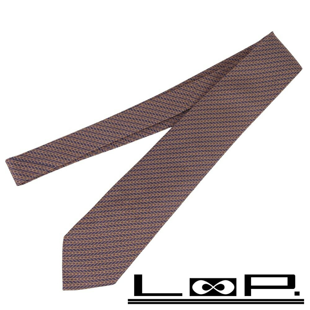 エルメス ■新同■ ネクタイ ビジネス 仕事 シルク プルーン オレンジ 659127T 【444357】9 【中古】