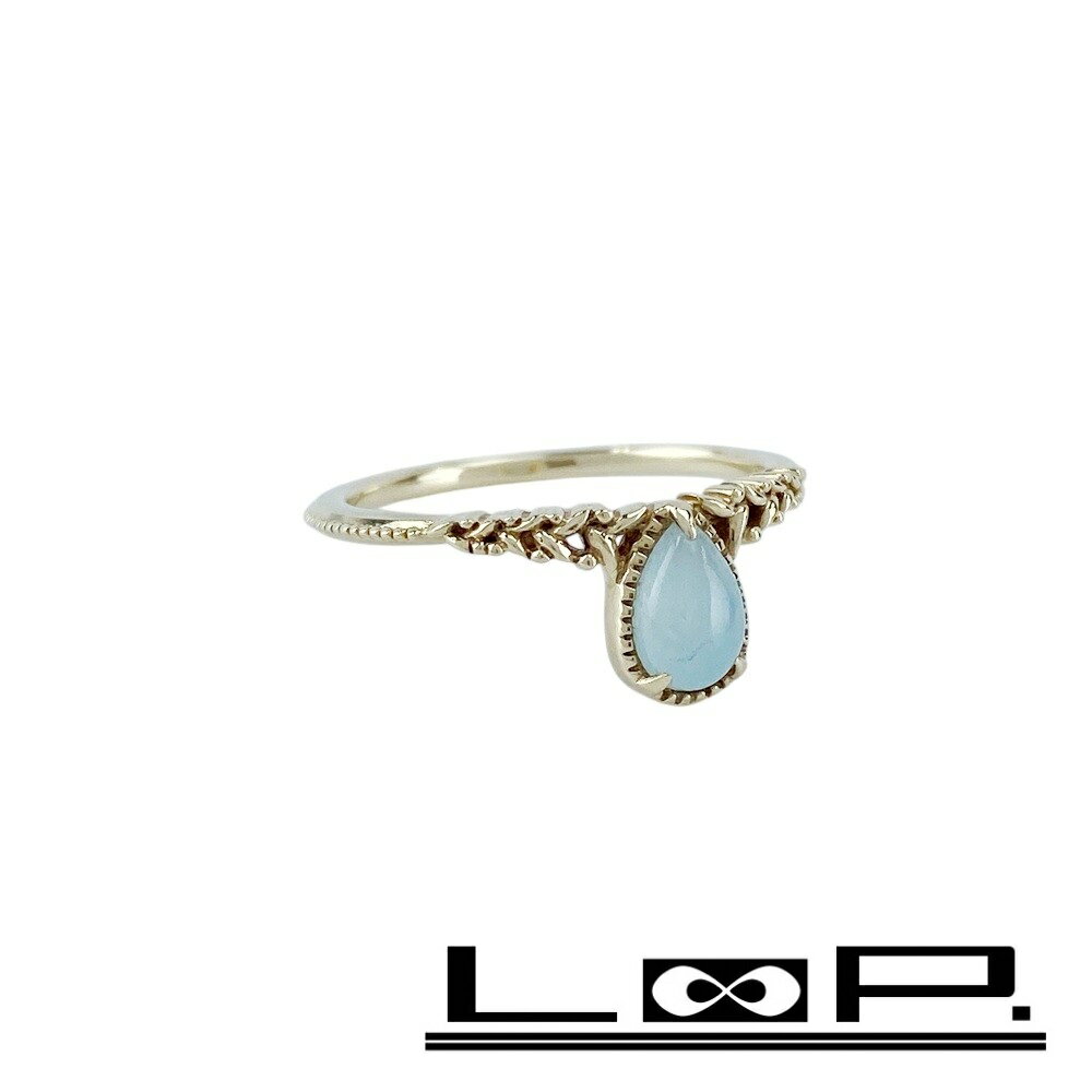 アガット ■美品■ リング 指輪 アクセサリー ゴールド ライトブルー K10 YG 色石 9号 1.40g【468858】5 【中古】