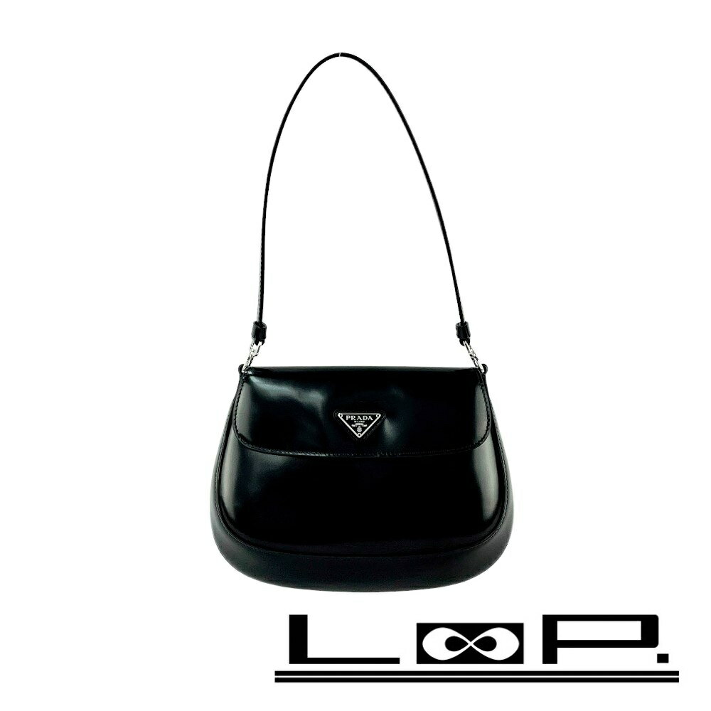 【正規品】PRADA クレオ ブラッシュドレザー ハンドバッグ ブラック PRADA】新作☆Prada クレオ ブラッシュドレザー ミニバッグ (PRADA