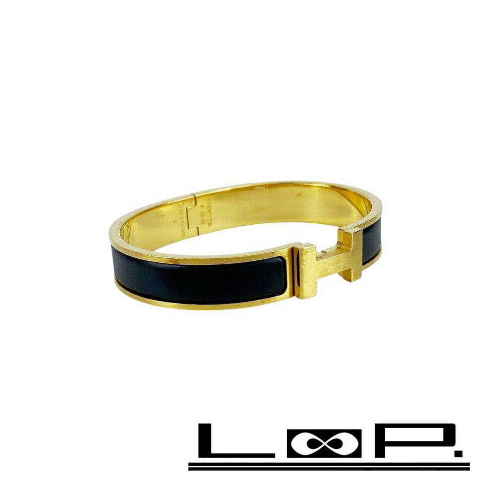 エルメス 中古■ ブレスレット バングル アクセサリー クリック HH ノワールマット ゴールド エナメル GP 箱 【596360】11 【中古】