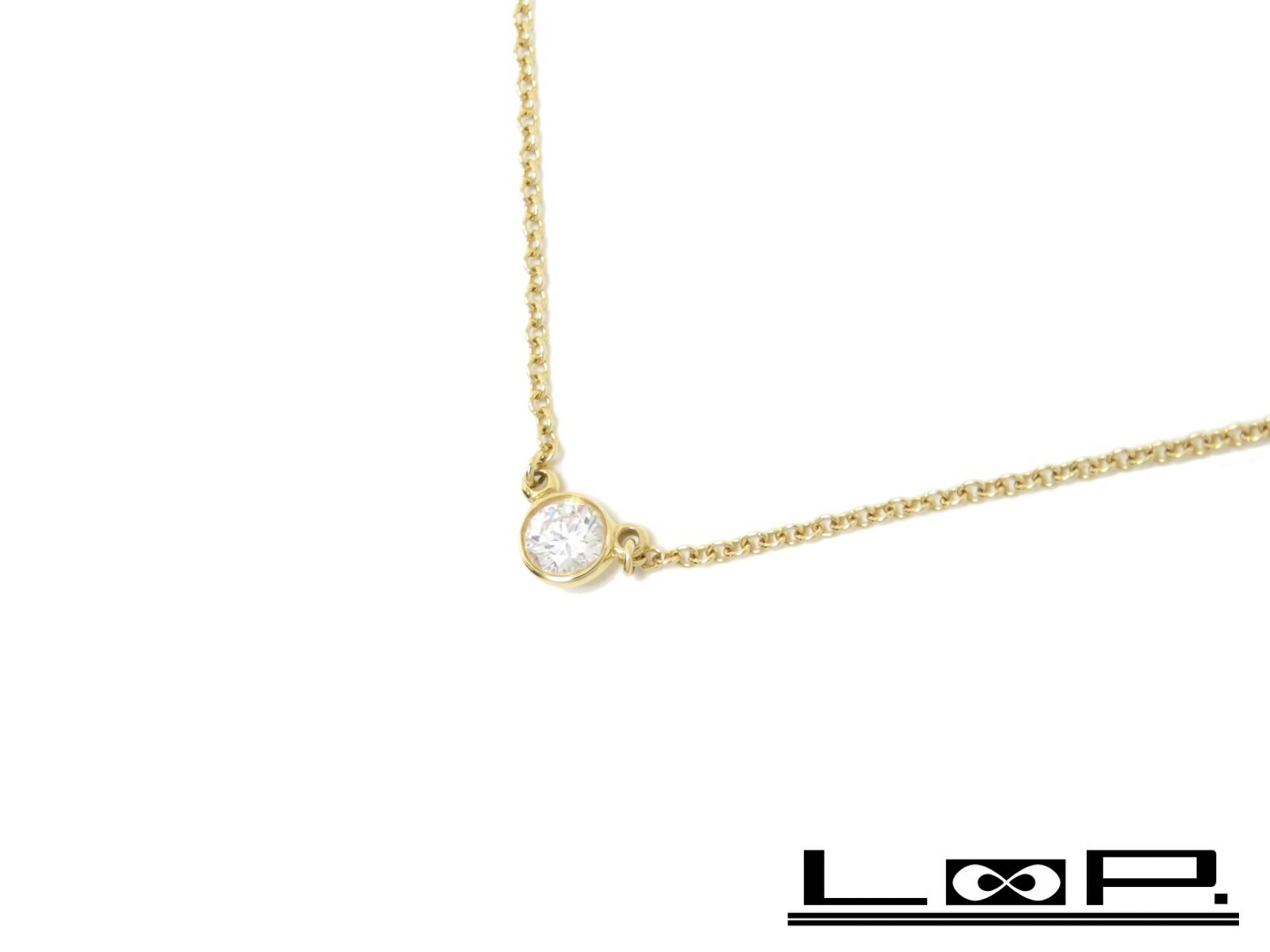 【磨き済 新同】 TIFFANY&Co. ティファニー バイザヤード ネックレス アクセサリー ダイヤ ゴールド K18 YG 750 D0.12ct【A34890】 【中古】