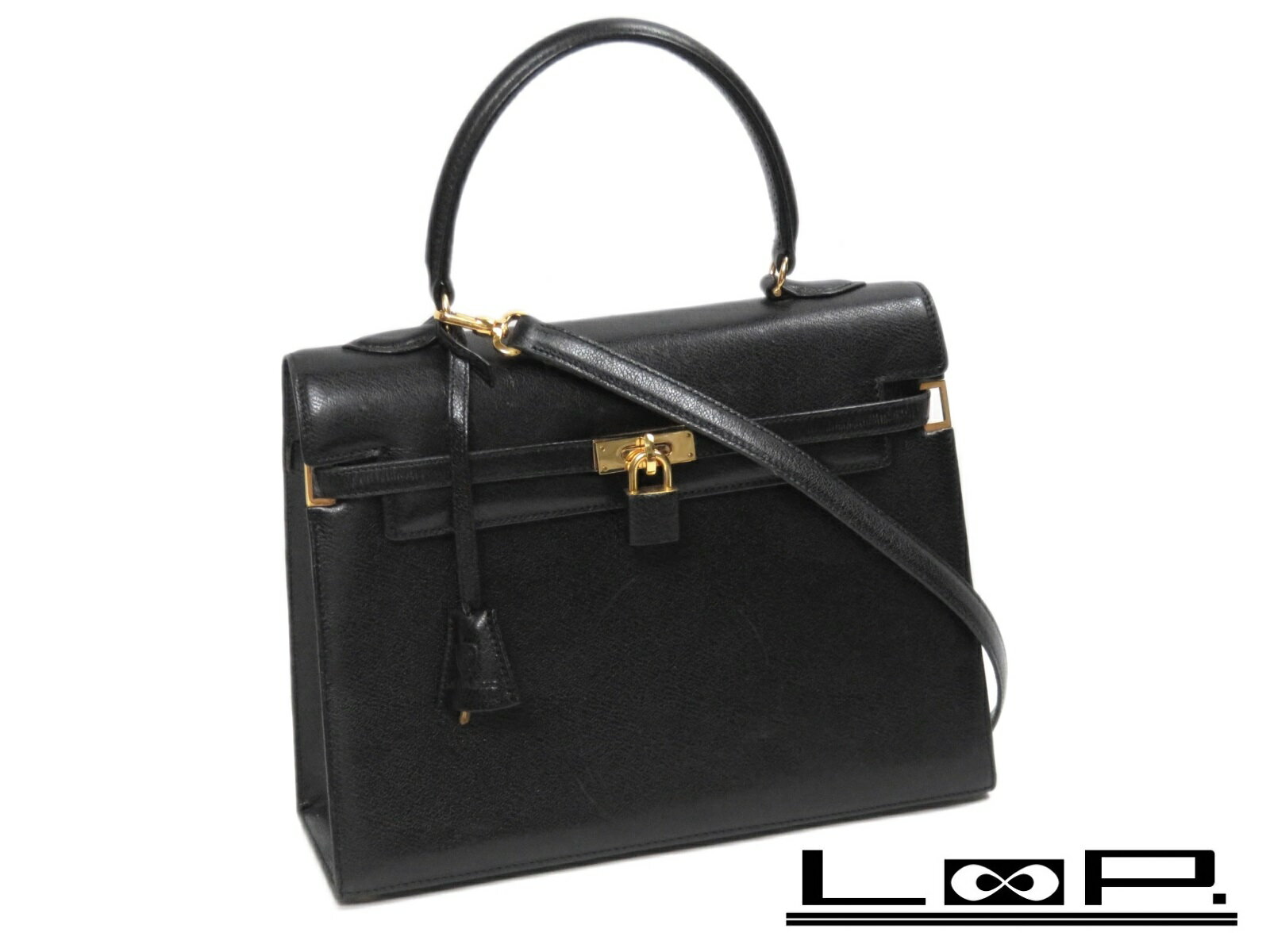 【MORABITO】 モラビト スカラ 28 2WAY バッグ ハンド ショルダー バッグ カーフ レザー ブラック 黒 【A39638】 【中古】のサムネイル