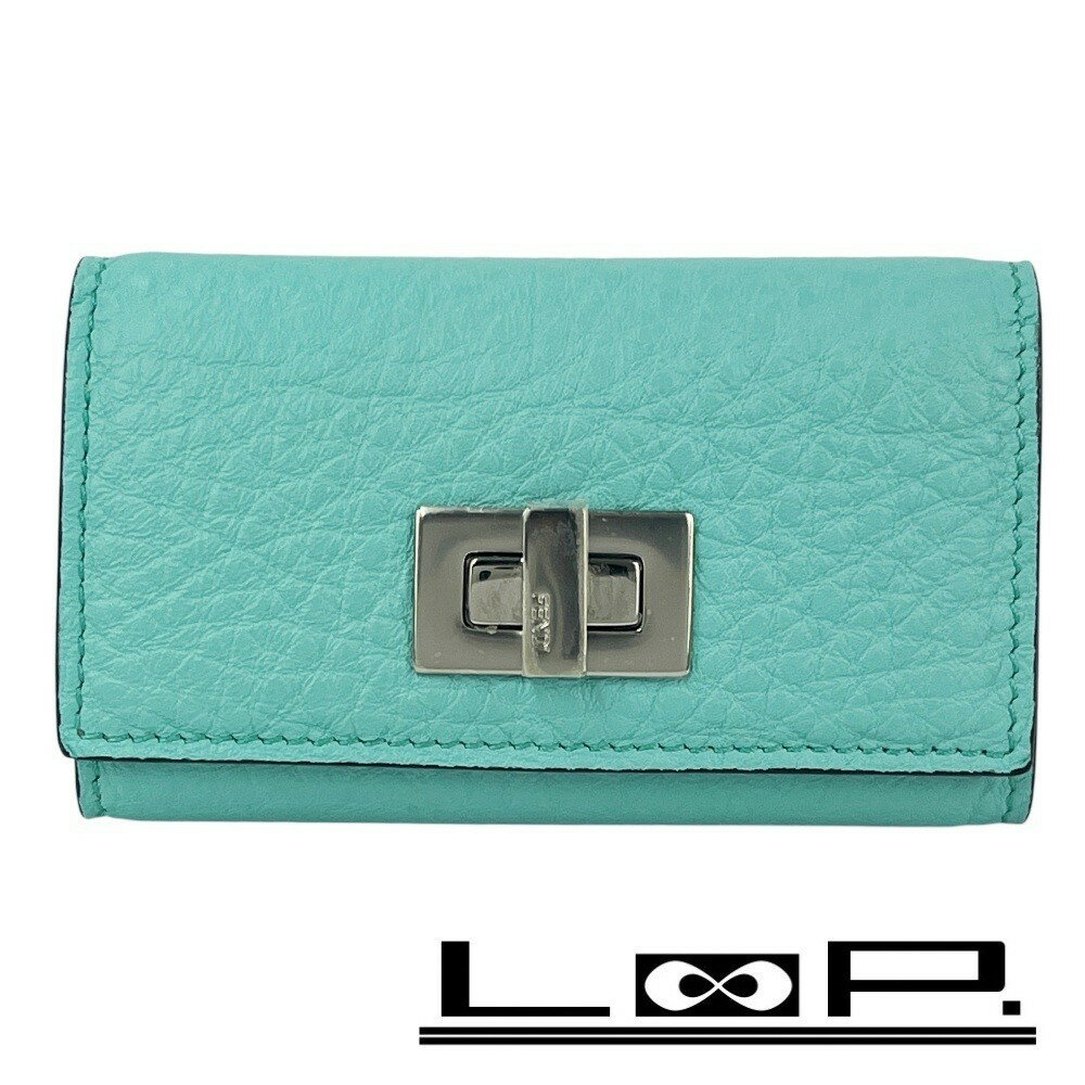 フェンディ ■未使用■ ピーカブー セレリア 6連 キーケース レザー ブルー 箱 【558665】8 【中古】