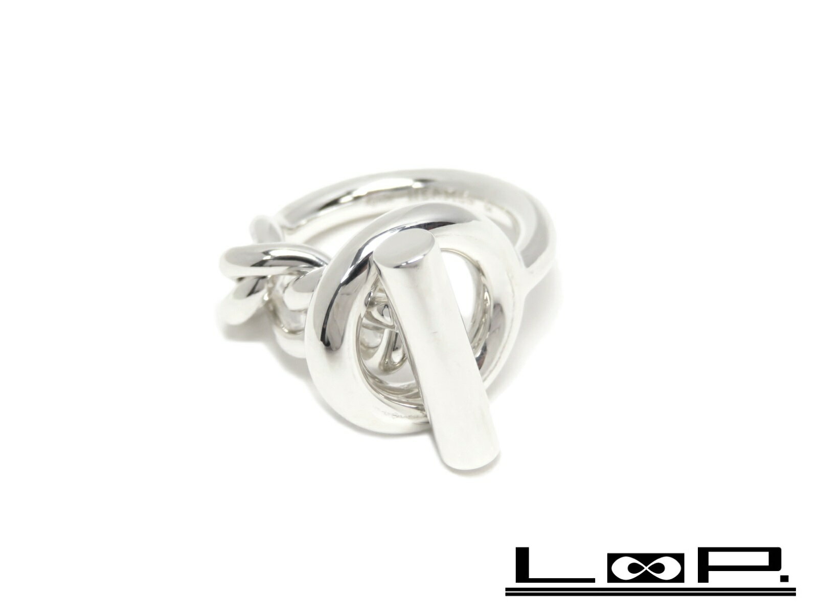 【磨き済 新同】 HERMES エルメス クロワゼット グレナン シェーヌダンクル リング 指輪 シルバー SV 925 #54 【A41491】 【中古】のサムネイル