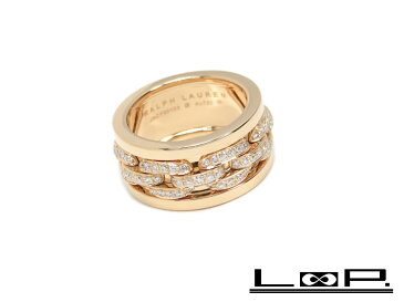 【定価56万 磨き済 新同】 RALPH LAUREN ラルフローレン チャンキー リング 指輪 ダイヤモンド K18 PG 750 #14 RLR4110554 【A42509】 【中古】