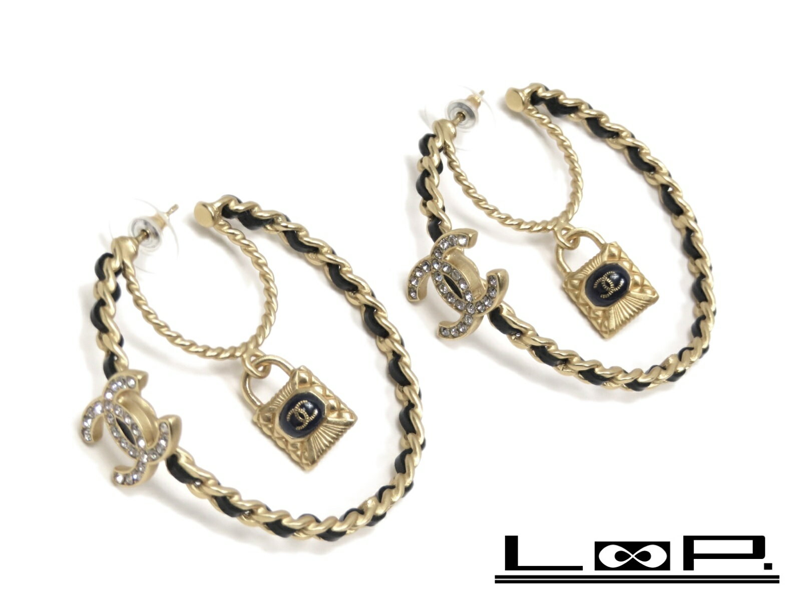 【2020年 未使用】 CHANEL シャネル ココ フープ ピアス チェーン アクセサリー ラインストーン シルバー B20V 【A45706】 【中古】