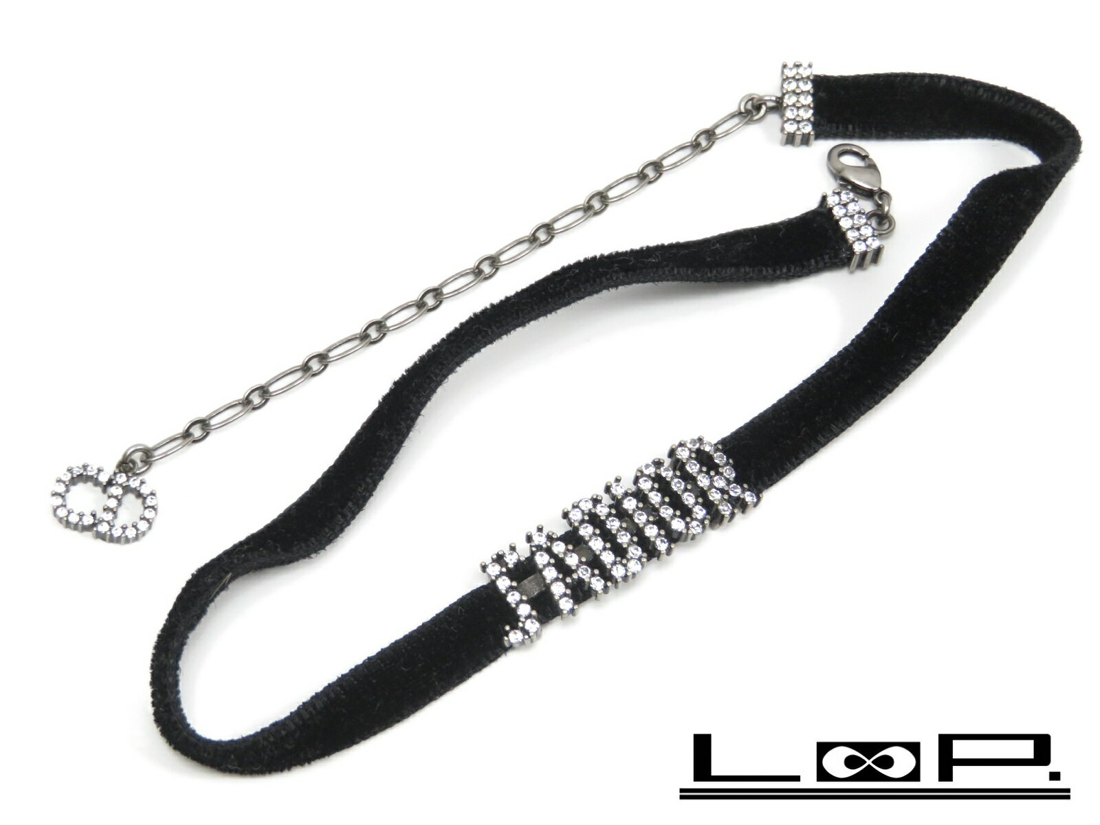 【新同】 Dior JADIOR ディオール ジャドール チョーカー ネックレス アクセサリー ベロア ブラック クロ 黒 【A46248】 【中古】