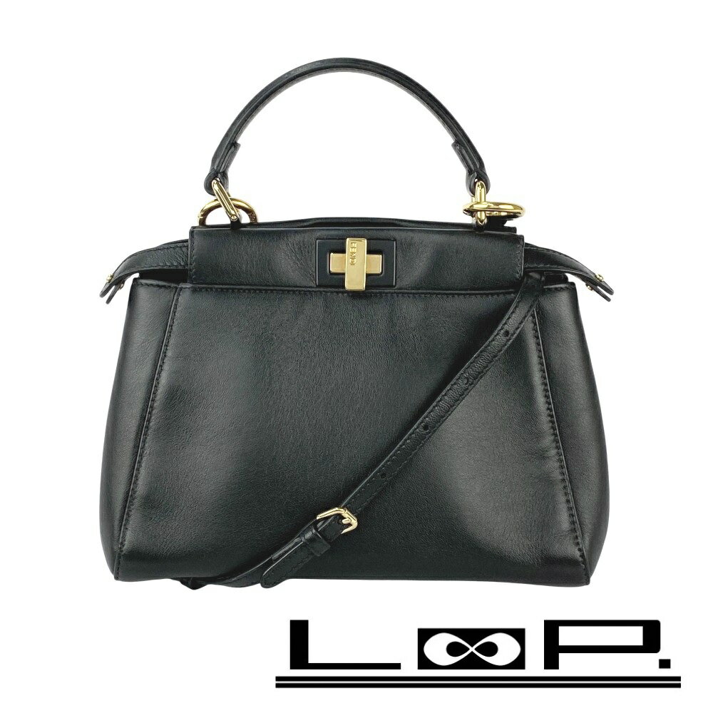 フェンディ ■新同■ ピーカブー ミニ ショルダー ハンド クロスボディ バッグ 3WAY レザー ブラック 【536670】10 【中古】