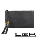 ◆SALE◆ ■未使用■ グッチ バンブー クラッチ バッグ ポーチ タッセル レザー ブラック 449652 【263774】★ 【中古】(4)