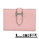 SALE!!!!■新同■ エルメス ベアン カードケース 名刺入れ シェーブル ローズサクラ Z刻 箱 【253775】□ 【中古】